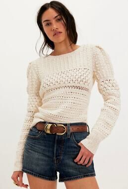 NWT Penny Crochet Cotton Pullover Free People ivory
